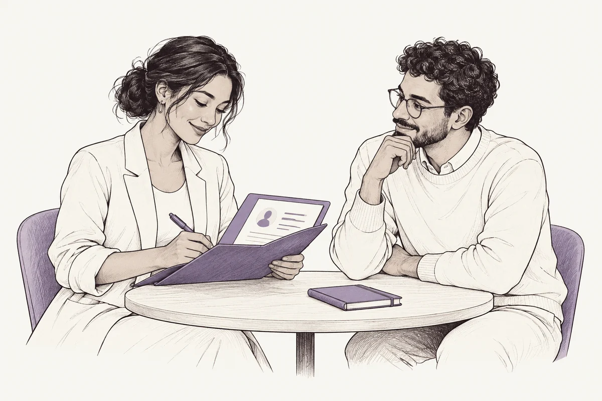 Colleagues recording candidate review notes