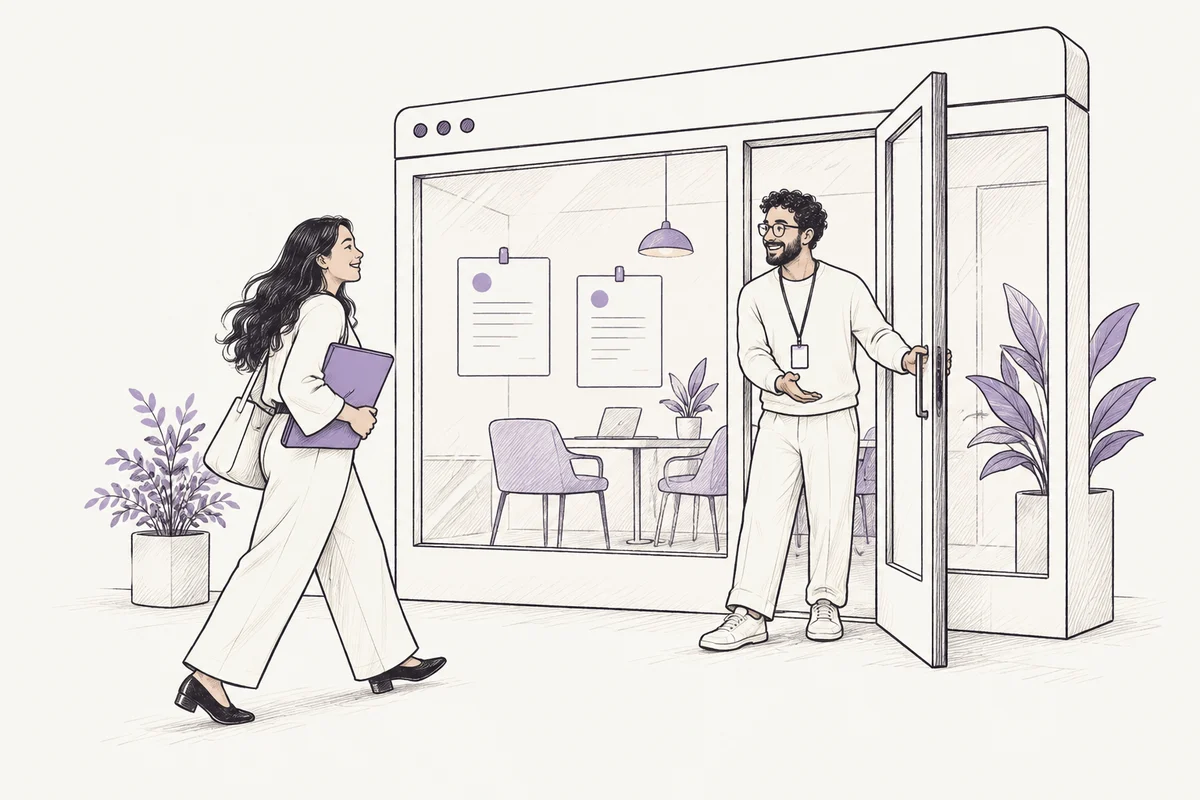 A candidate discovering a branded career page